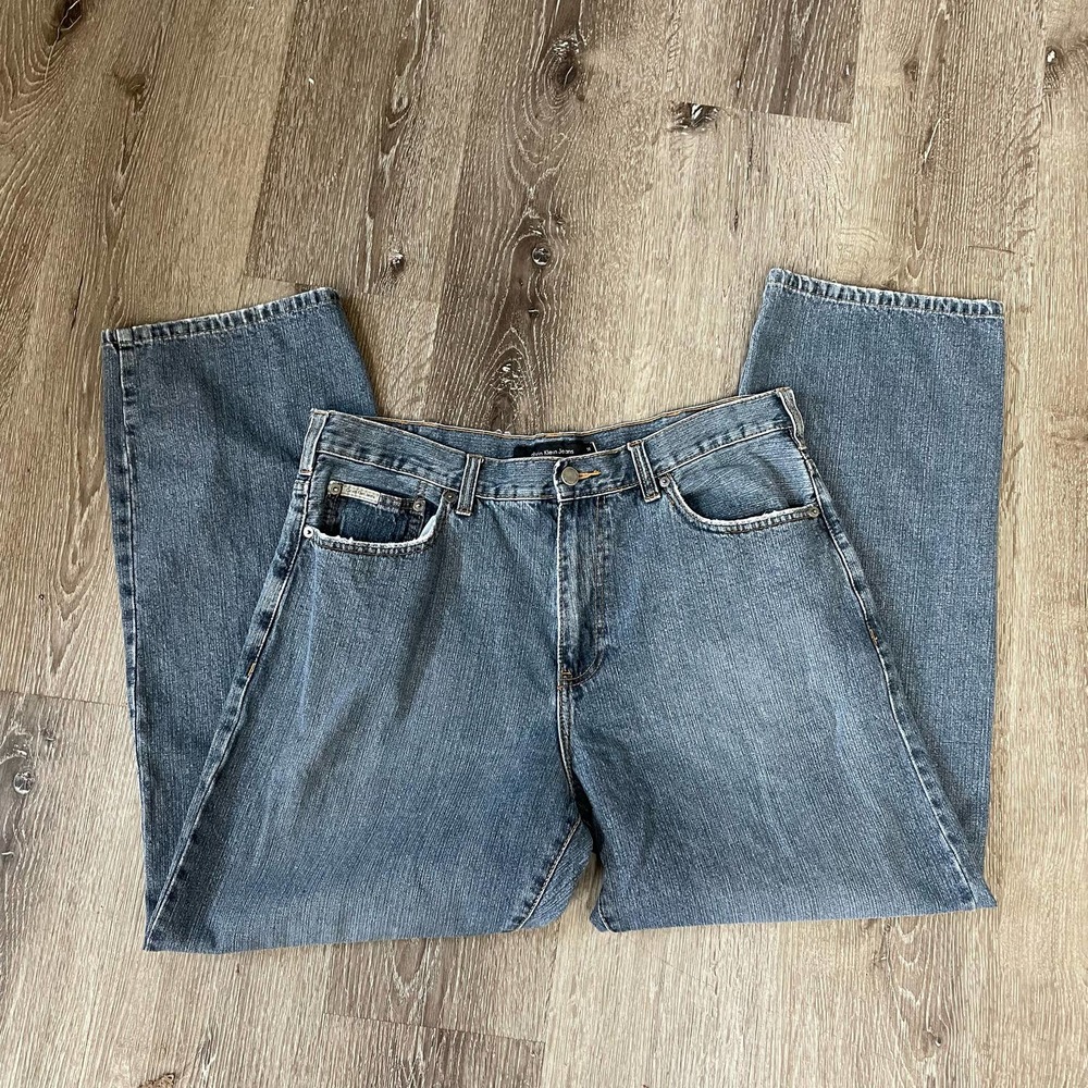 SOLD y2k 90s Calvin Klein Medium Wash Blue Jeans Vintage Straight Leg Sz 36/30